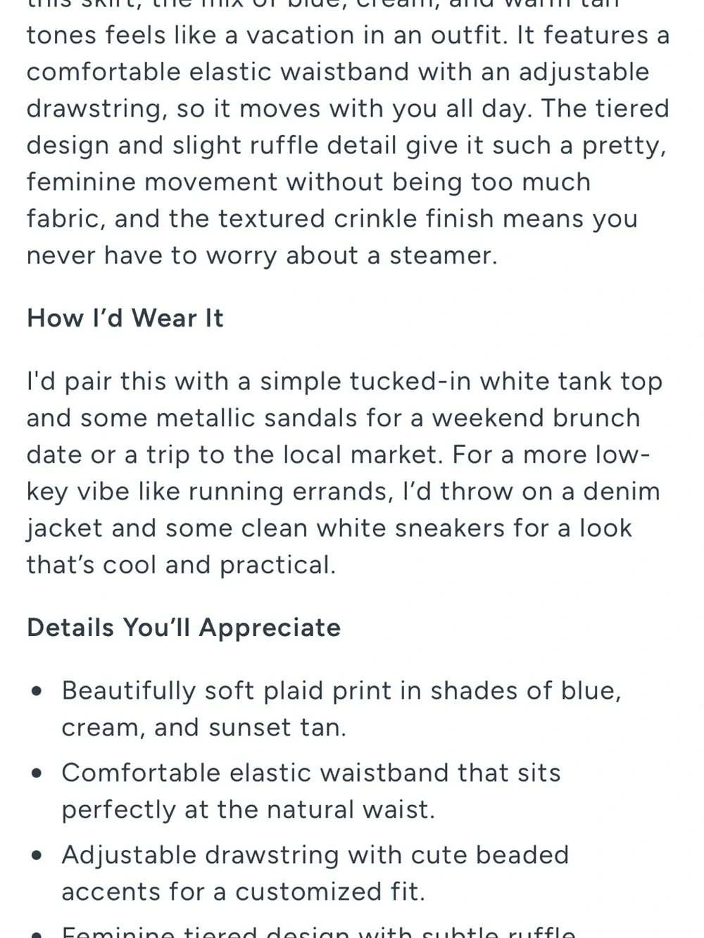 Plaid Puff-Sleeve shirt and skirt in Soft Blue and Cream